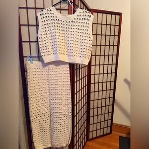 NWT Cream Knit Sleeveless Top and skirt
